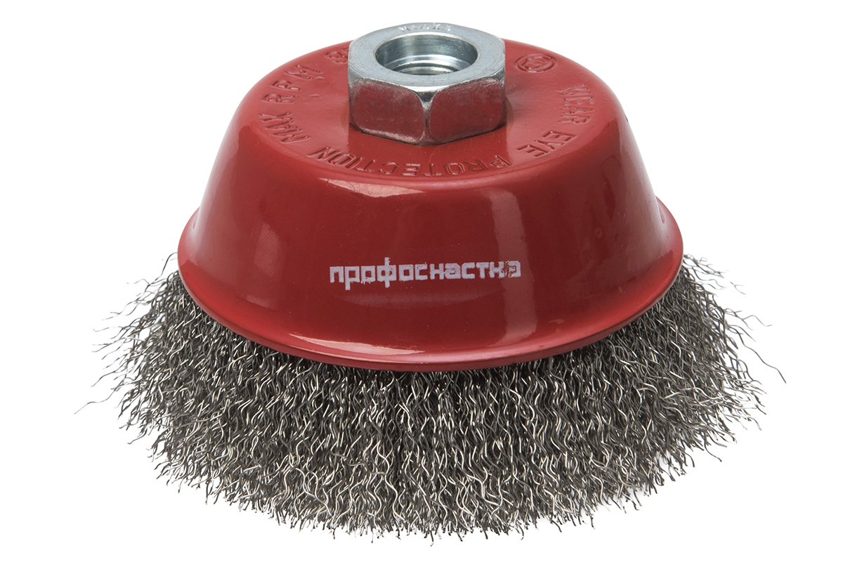 Щетка чашечная, гофрированная, для УШМ № 505 ПрофОснастка Эксперт D90 мм М14*2 RPM 8500 SS (нерж) 0,5